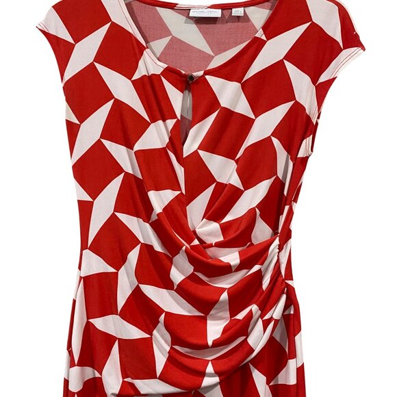 New York Company Red & White Geometric Print Stretch Dress Size XS FALL SALE - Picture 2 of 4
